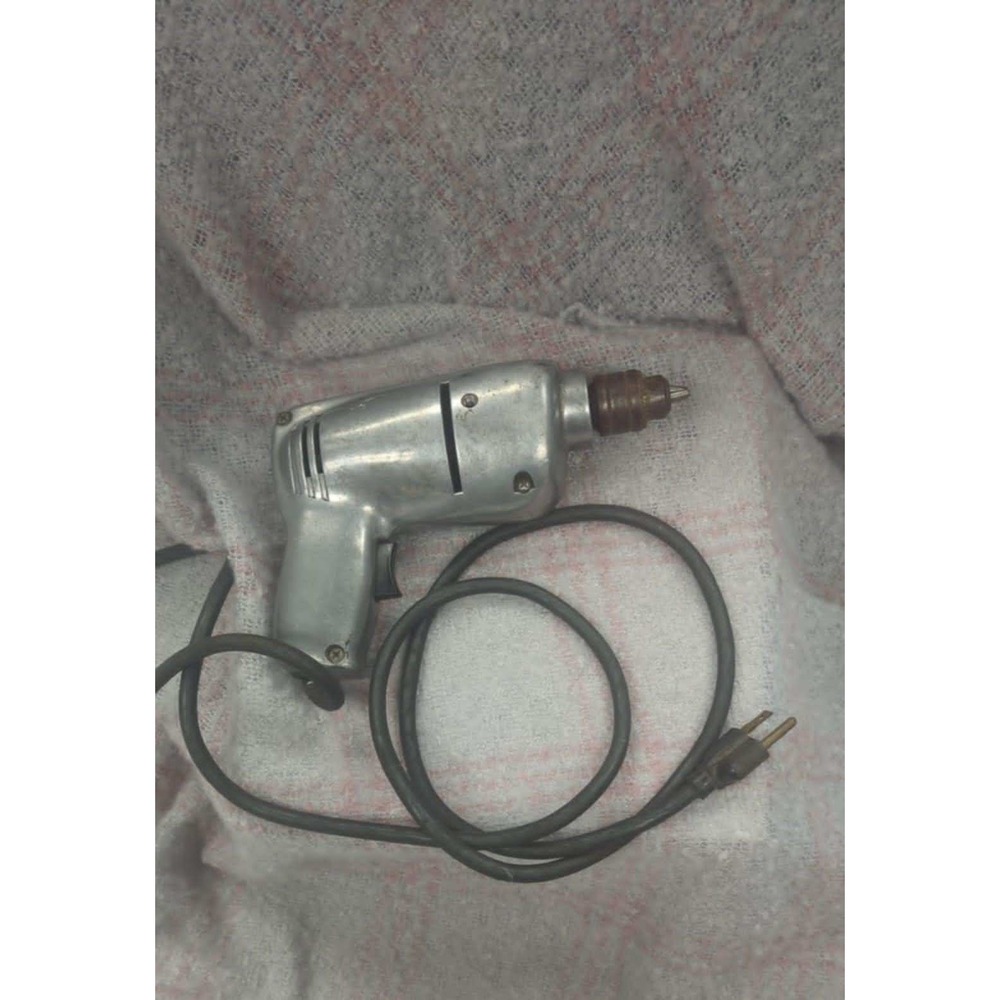 Vintage Electric Power Drill Tool‎ Silver Tone Metal Corded Working Condition!!